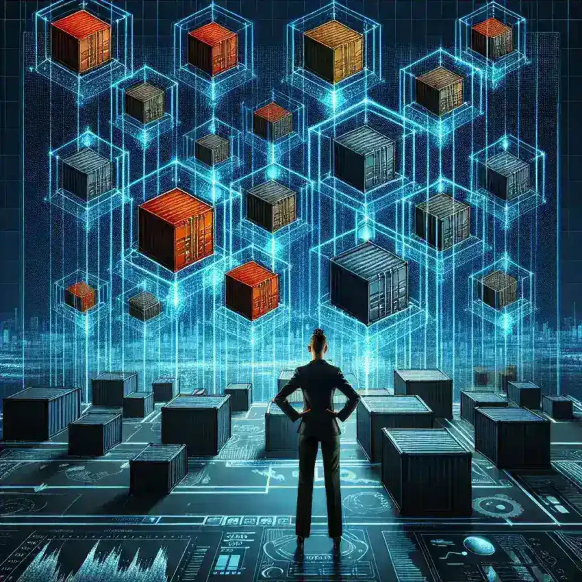 "Plataformas digitales para la observación continua de contenedores en el monitoreo empresarial: captura de pantalla de software de gestión con gráficos y estadísticas."