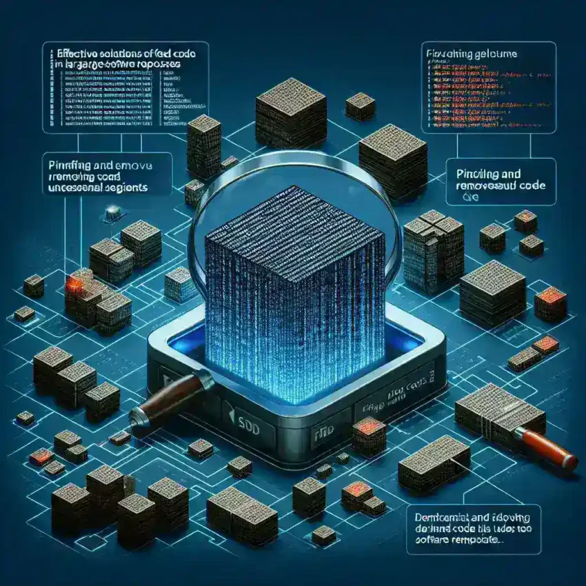 "Ejemplo de herramientas de análisis de código en uso para identificar código muerto en grandes repositorios de software. Artículo sobre soluciones efectivas para optimizar el mantenimiento del código."